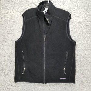 Patagonia Jacket Mens Large Black Fleece Synchilla Logo Full Zip Vest *Read*